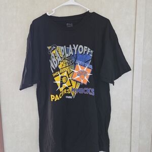 Stadium Essentials 2024 NBA Playoffs Pacers VS Knicks Black T-shirt Size XL